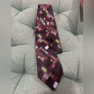 BATTAGLIA Silk Tie (Made in Italy) Patterned with Multicolor Design